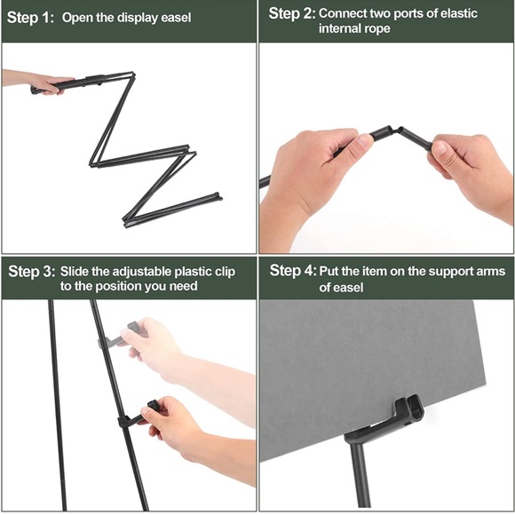 Easel Stand for Wedding Sign Poster 63'' for Floor Adjustable Metal Black - Picture 2 of 5